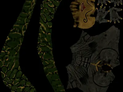 Warframe Monster Persona low poly and high poly Low-poly 3D model