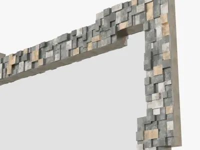 Pyrite and Patinated Brass Mirror designed by Douglas Mackie 3D model