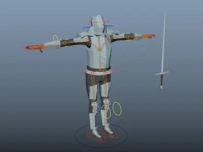 Low Poly Knight holding sword Low-poly 3D model