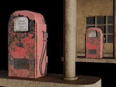 Gas station Free low-poly 3D model