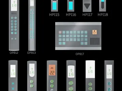 Floor indicators and elevator control panels - Collection 2 3D model