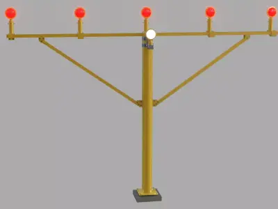 Airport Approach Light Masts Pack Aviation Lighting  Low-poly 3D model