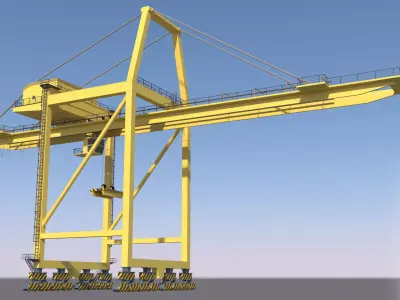 Container RTG Gantry Shore Harbour Cargo crane Quay side 3D model