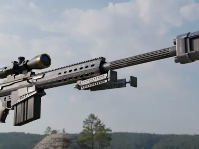 Barret M82A Anti materiel precision sniper rifle Low-poly 3D model