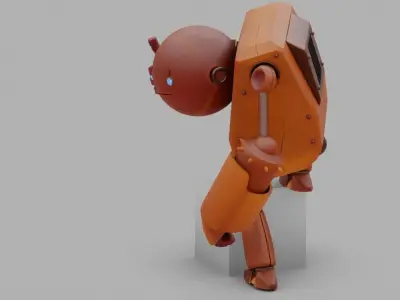 Toon robot rigged - animated character 3D model