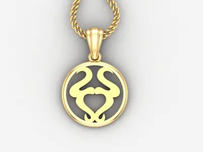 Circle Taurus Light Gold Pendant Version 6 3D print model