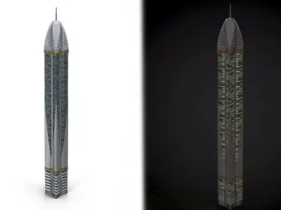 Skyscraper dubai Low-poly 3D model