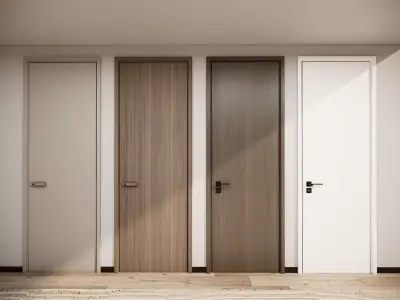 Door Modern bedroom-door-entrance door-wooden door 3D model 4
