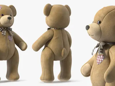  Plush Teddy Bear with Fabric Patches Brown 