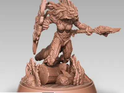 Scifi Fantasy Minis Thirteen 3D printable characters and bases 3D model