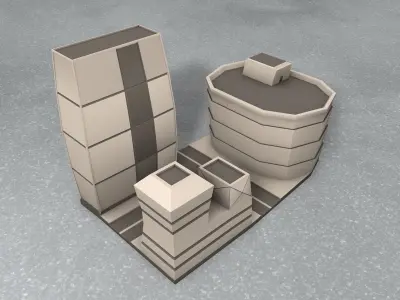 Building city low poly mini-scene 3D print model