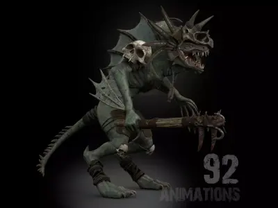 Serpens Dragon Rigged Game Ready Low-poly 3D model