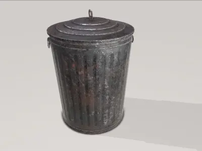 Old Metalic Trashcan Low-poly 3D model