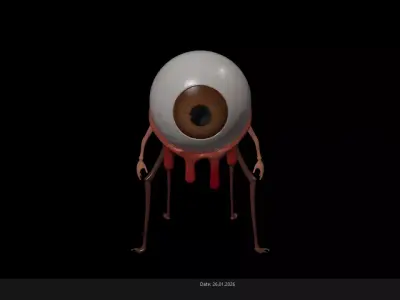 Low Poly Stylized Eyeball Monster - Horror Fantasy Creature PBR Low-poly 3D model
