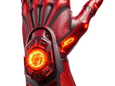 Futuristic Red Cybernetic Glove Model Pack Low-poly 3D model