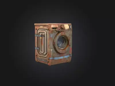 Post-Apocalyptic Washing Machine Low-poly 3D model