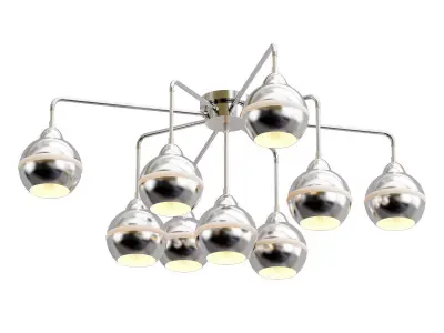 freya chrome ceiling light with six glass globes 3D model