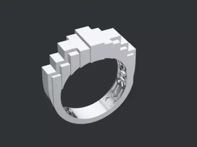 Architectural solid gold ring 3D print model
