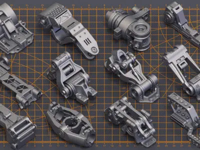 Mega Pack Hard Surface Kitbash 400 DETAILS 3D model