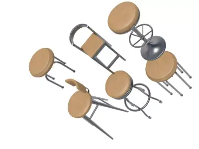 Bar chair collection 3D model