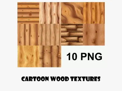 Cartoon Wood Textures Pack 43 - 10x PNG  Texture