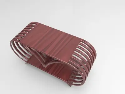 table wooden side with curved design 3D model