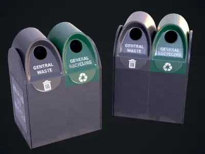 Trash Bin Low-poly 3D model 7