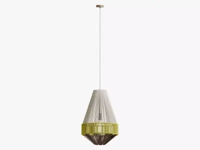 Handcrafted Yarn Cone Pendant  Textile Wrapped Light Fixture 3D model