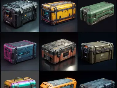 Sci-Fi Crates Set 3D model