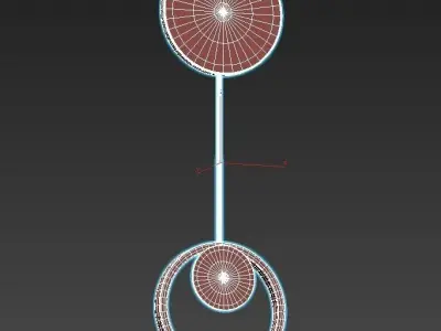 risor-blockY gold and pendant light with circle in middle 3D model
