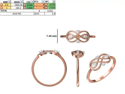 Women Light Weight Ring STL OBJ FBX JCD Details 3D print model 15