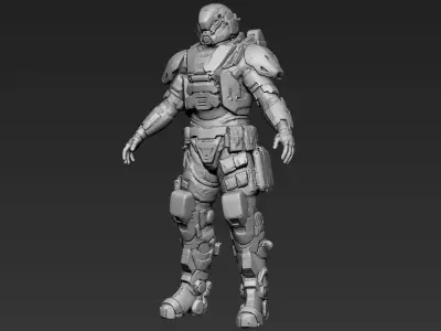 Sci-Fi Military Armour Basemesh 007 3D model