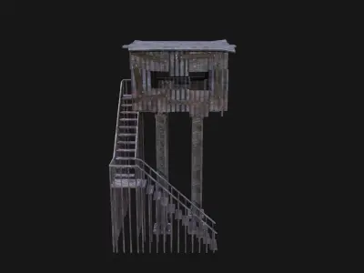 POST APO WATCHTOWER IMPROVISED SURVIVAL PLATFORM FORT SHELTER Low-poly 3D model
