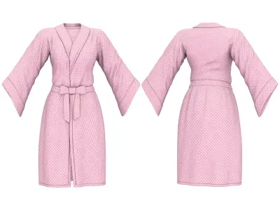 Female Front Tied Bathrobe Low-poly 3D model