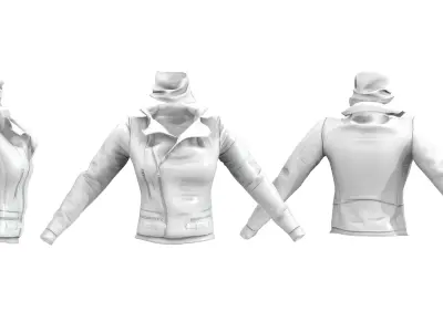Brown Leather Jacket With Scarf Low-poly 3D model
