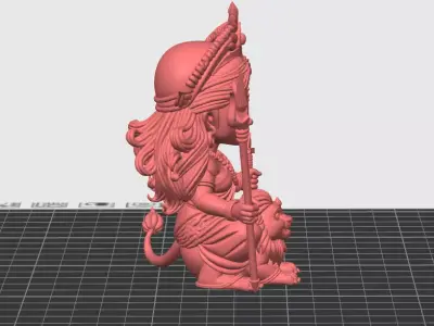 Goddess Durga Chibi Style Hindu Warrior Goddess FDM Resin Ready 3D print model