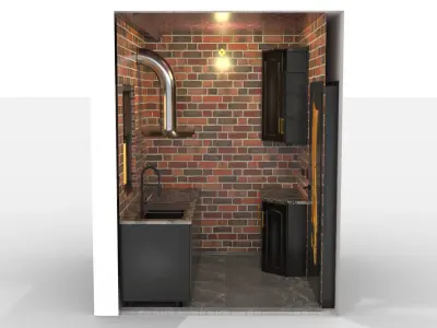 Kitchen Interior Design without Furnitures 3D model