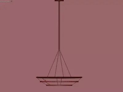 Layered Circular Pendant Light with Turquoise Accent 3D model