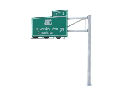 Highway Sign 06 Low-poly 3D model