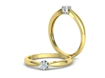 3mm Crown Solitaire Ring two-tone Ring 3dmodel 3D print model