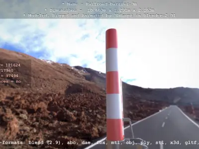 Railroad Barrier 9m High-Poly 3D model