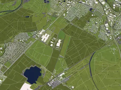 Karlsruhe Germany 50x50km 3D City Map 3D model
