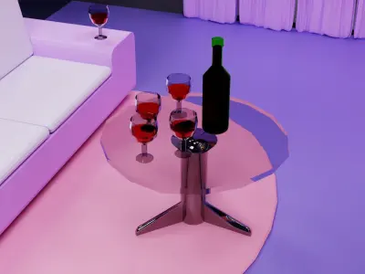 living room and kitchen room isometric  Low-poly 3D model