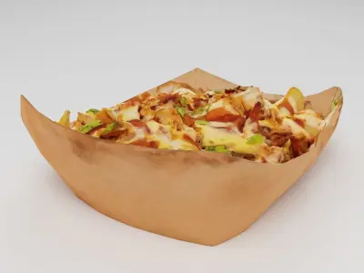 Potato dip dipping fried fry sauce with greens 3D model