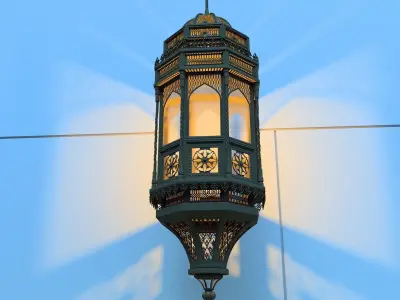 Lantern moroccan hanging on wall 3D model