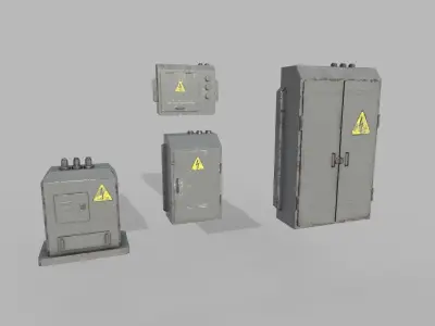 Electric Boxes Collection  Low-poly 3D model