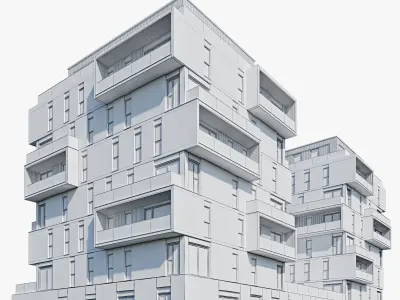 Modern residential building 5 3D model