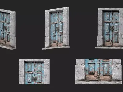 Four wooden doors of different styles 3D Model Pack