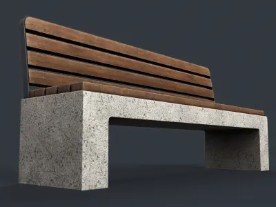 Modern Outdoor Bench 76 PBR Game Ready Low-poly 3D model