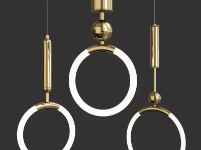 JALMA three gold ring pendant lights Low-poly 3D model